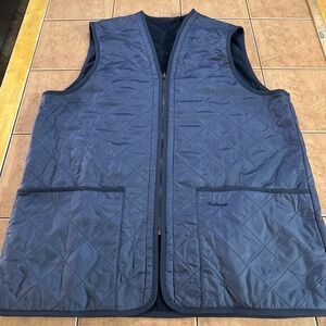 Barbour Polarquilt Waistcoat Zip In Liner Vest Mens Large Blue MLI0002 Fleece